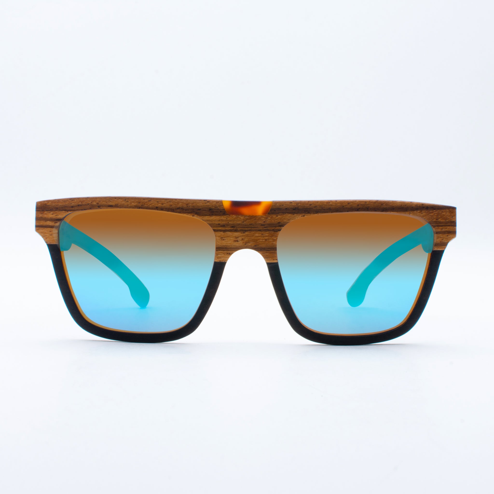 WOODEN SUNGLASSES TAMBORA ZEBRAWOOD REVO BLUE SUKI